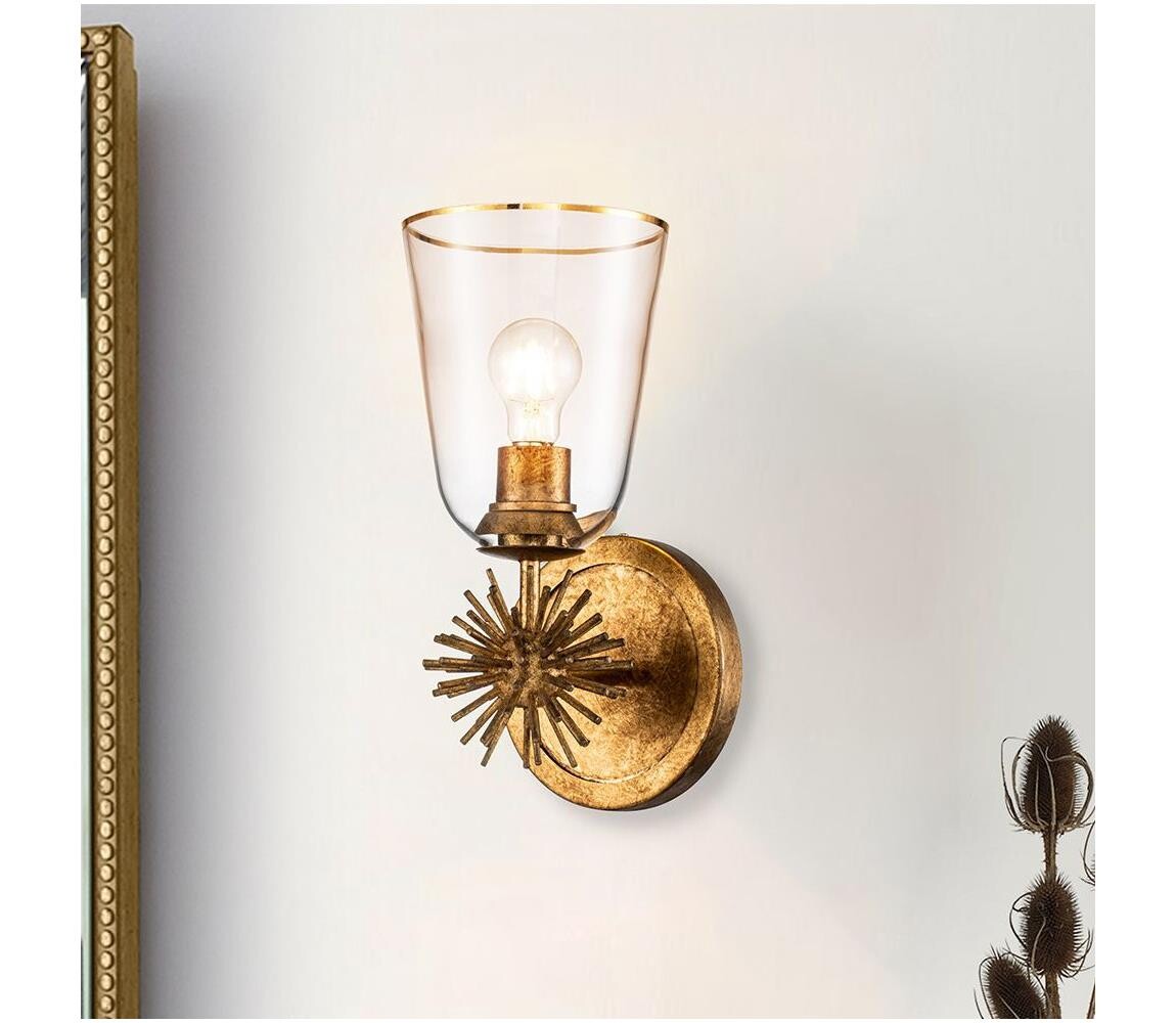 Elstead Quoizel STARING-1WB-DG-CLEAR - Nástěnné svítidlo STARING 1xE27/40W/230V měděná