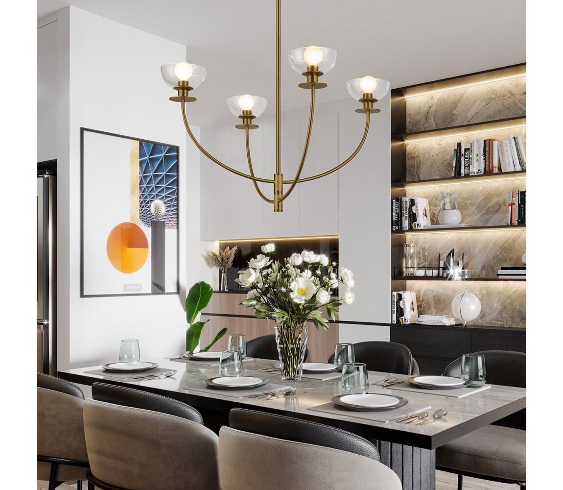 Elstead Alora Mood ALM-SYLVIA4-BG-CL - Lustr na tyči SYLVIA 4xE14/40W/230V zlatá