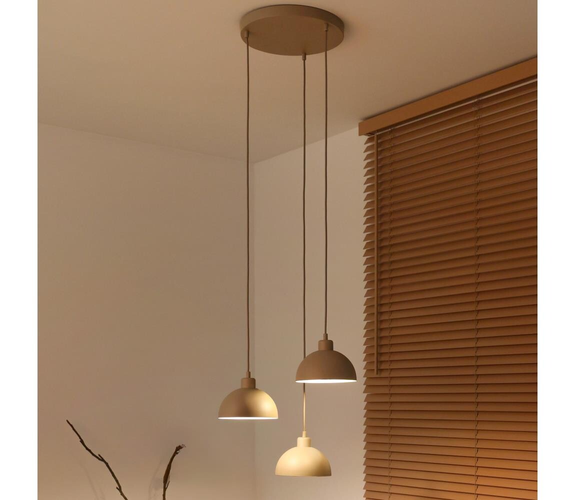 - Lustr na lanku IRONLINE 3xE27/15W/230V béžová