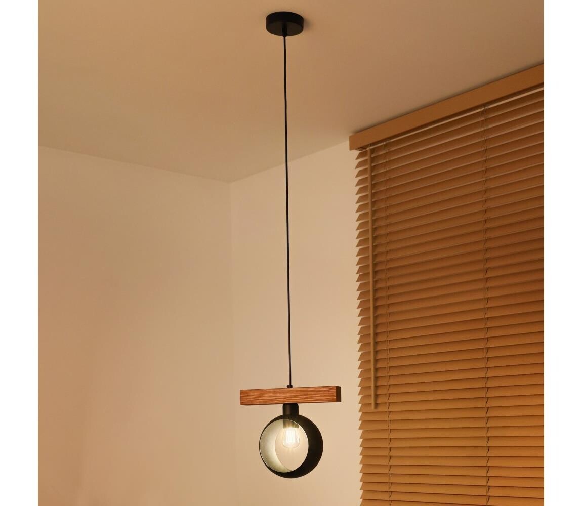 - Lustr na lanku IRONLINE 1xE27/15W/230V borovice dub/černá