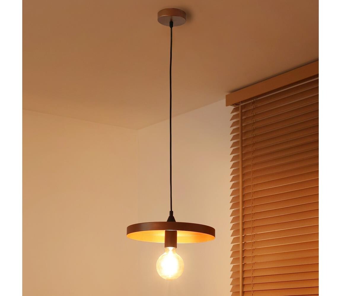 - Lustr na lanku IRONLINE 1xE27/15W/230V pr. 30 cm měděná/černá