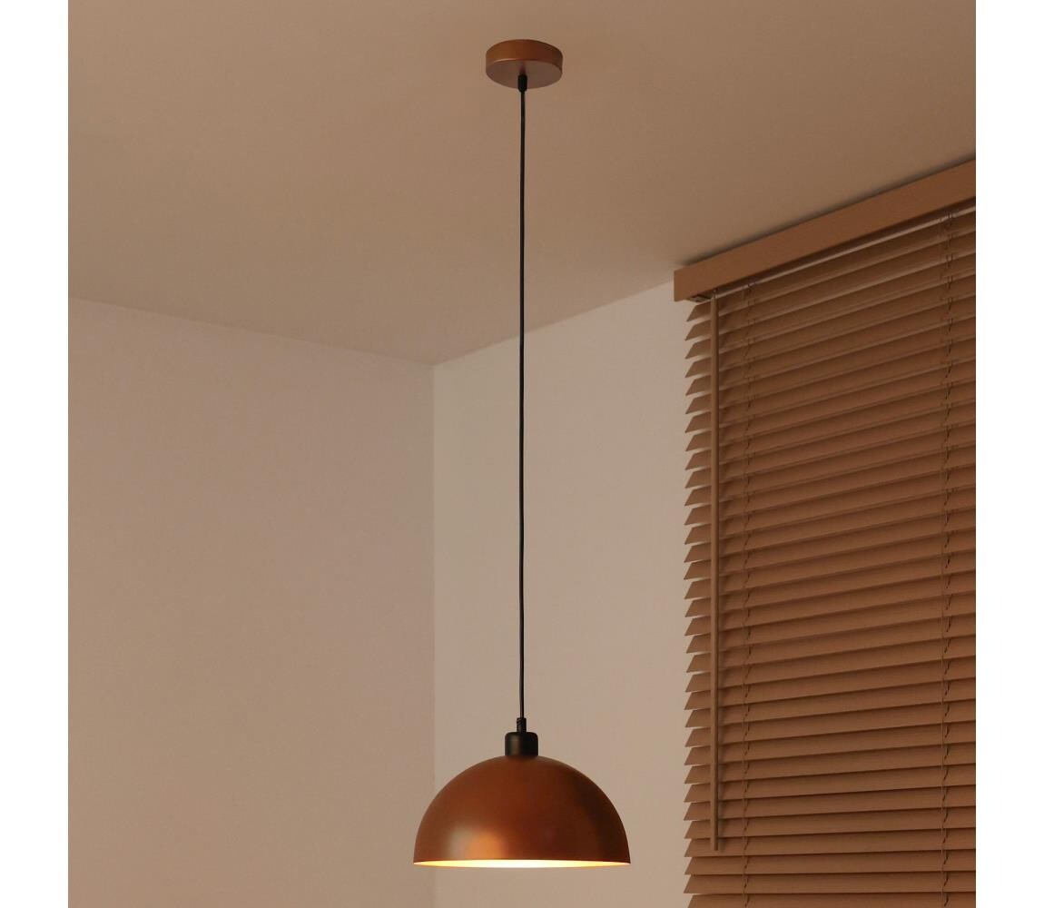 - Lustr na lanku IRONLINE 1xE27/15W/230V pr. 27 cm měděná/černá