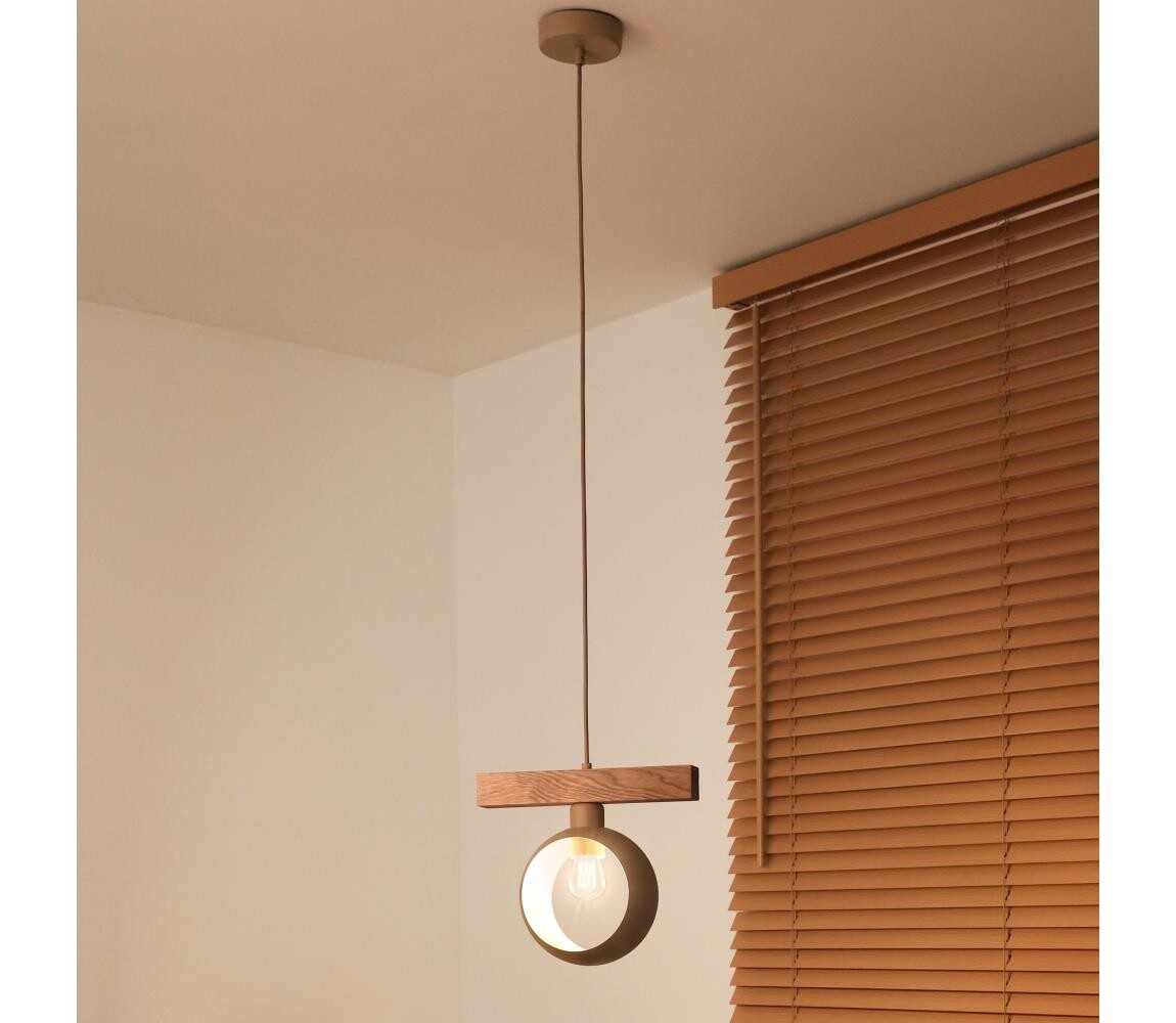 - Lustr na lanku IRONLINE 1xE27/15W/230V borovice dub/béžová