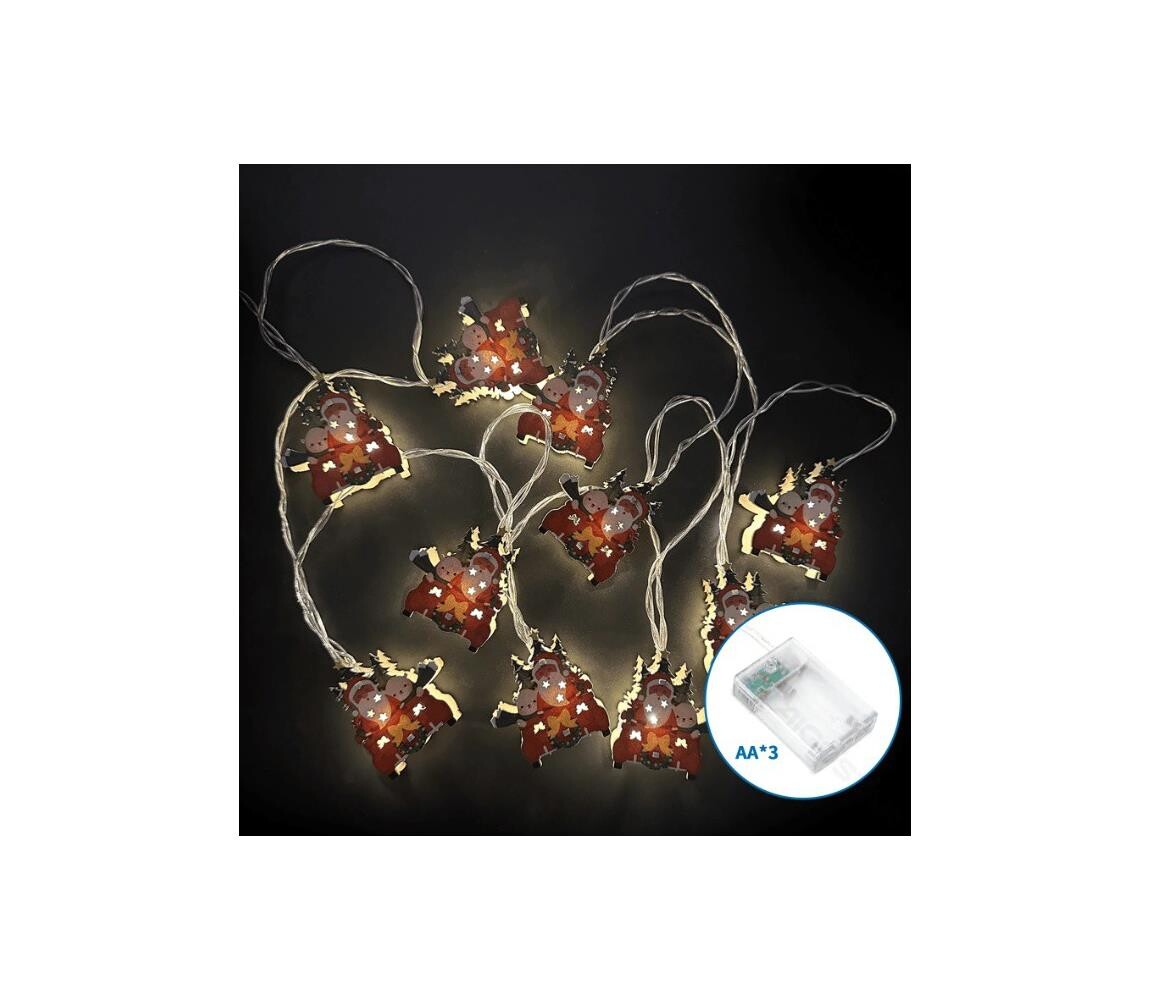 B.V.  - LED Vánoční řetěz 10xLED/3xAA 1,5m teplá bílá sáňky