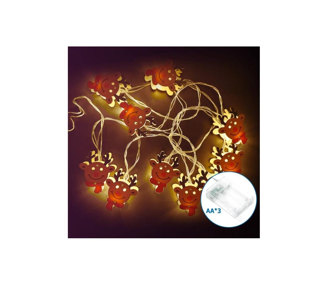 B.V.  - LED Vánoční řetěz 10xLED/3xAA 1,5m teplá bílá sob