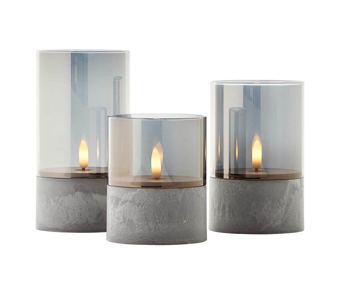 Brilliant Brilliant - SADA 3x LED Svíčka BOUGIE LED/2xAA IP44 šedá/kouřová