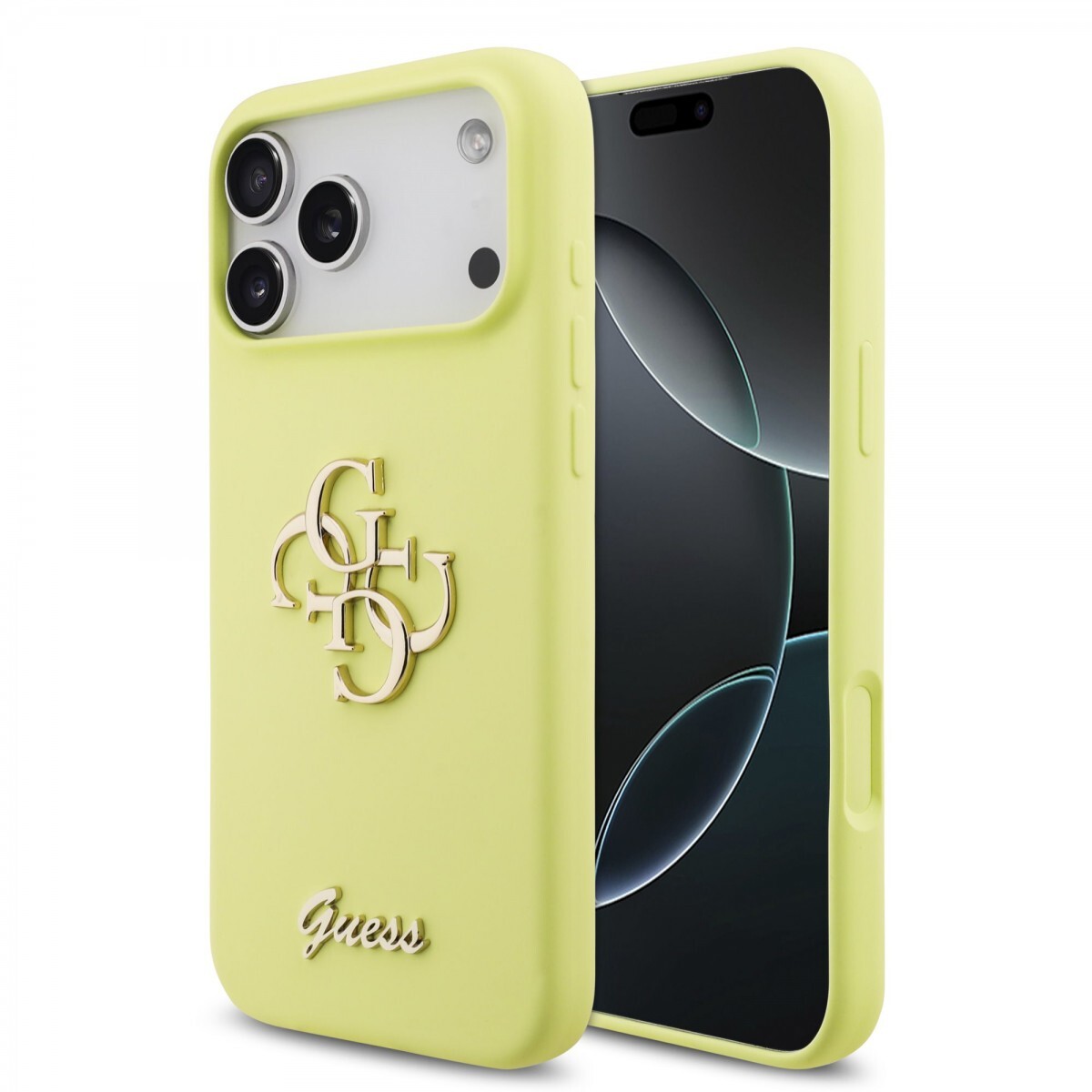 Zadní kryt Guess Liquid Silicone 4G Metal Logo pro iPhone 17 Pro Max Yellow