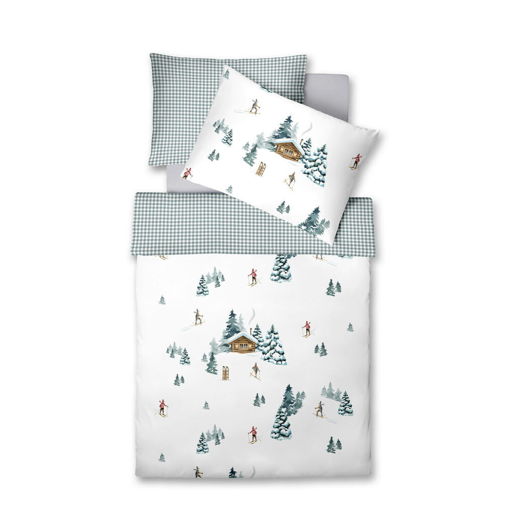 Fleuresse POVLEČENÍ, flanel, bílá, tmavě zelená, mátově zelená, mokka, 140/200 cm