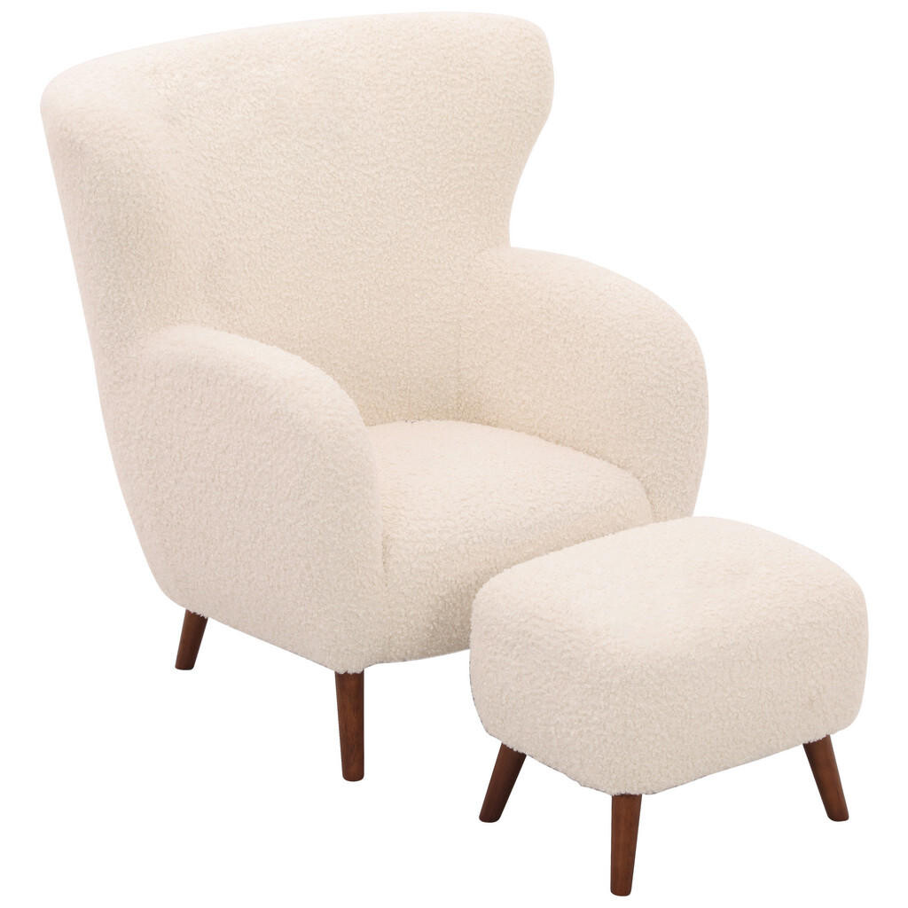 Livetastic KŘESLO S PODNOŽKOU, dřevo, kov, textil, bílá