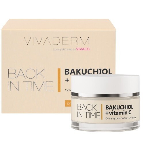 Vivaco Vivaderm Ochranný denní pleťový krém BAKUCHIOL +vitamin C BACK IN TIME 50 ml