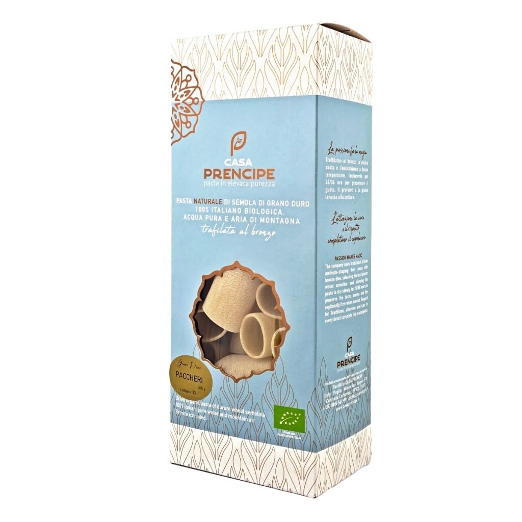 Italské BIO těstoviny PACCHERI 400 g Casa Prencipe