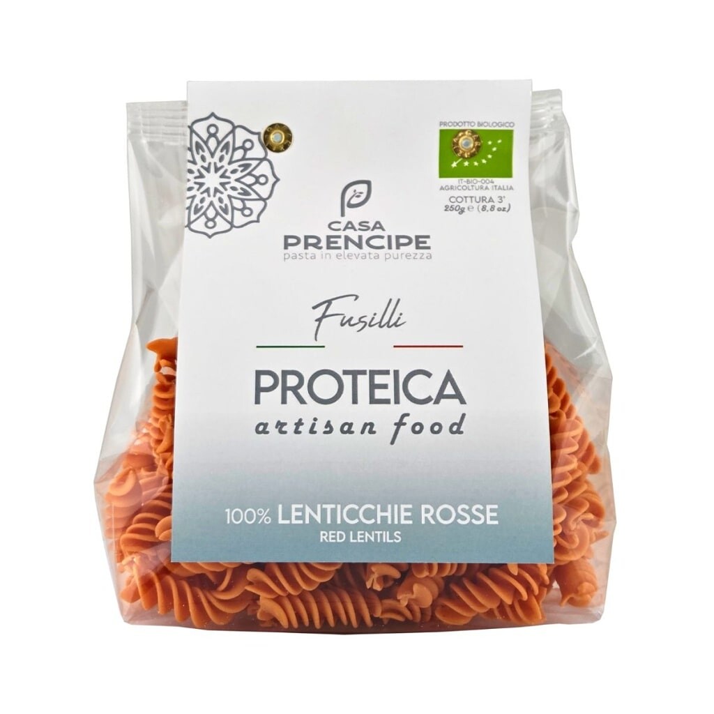 Italské BIO těstoviny FUSILLI Z ČERVENÉ ČOČKY 250 g Casa Prencipe