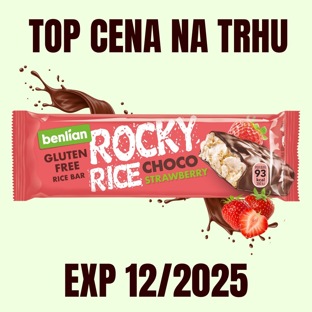 Benlian Rocky Rice rýžová tyčinka čokoláda - jahoda 18 g EXP 12/2025