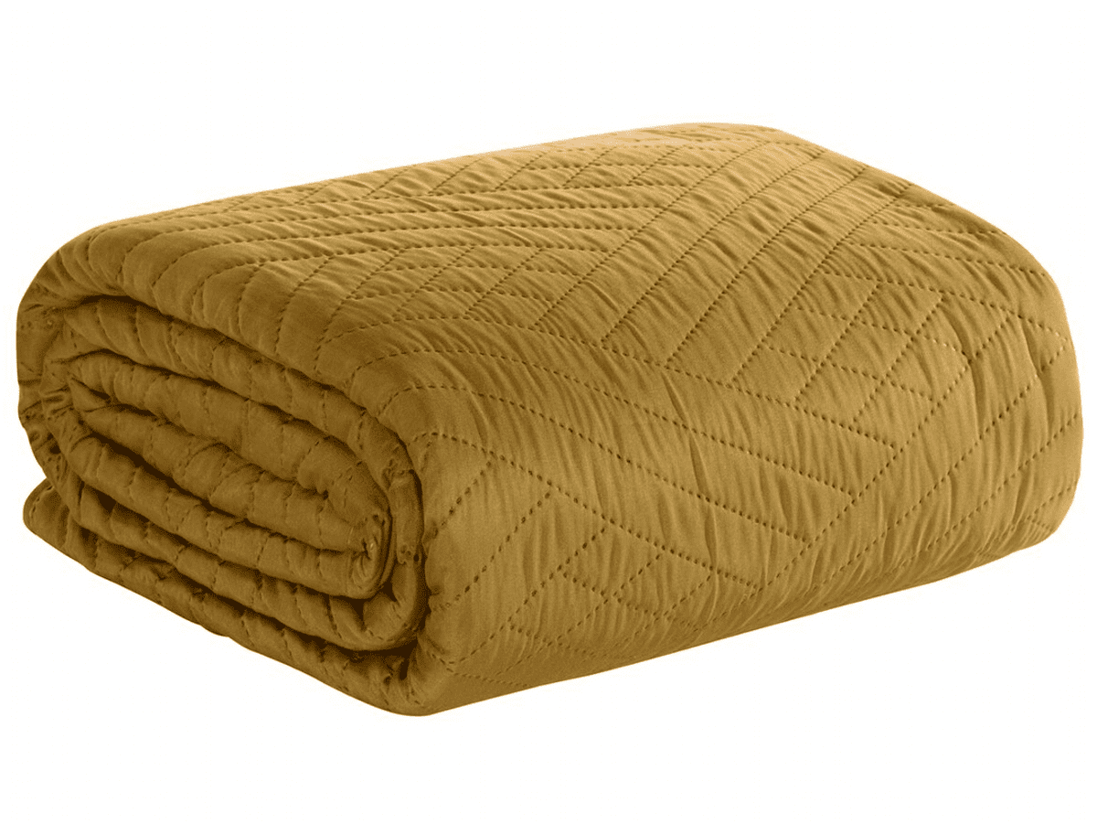 Přehoz na sedačku - pohovku JAKOB mustard/hořčicová 170x210 cm, 200x220 cm Mybesthome Rozměr: 170x210 cm