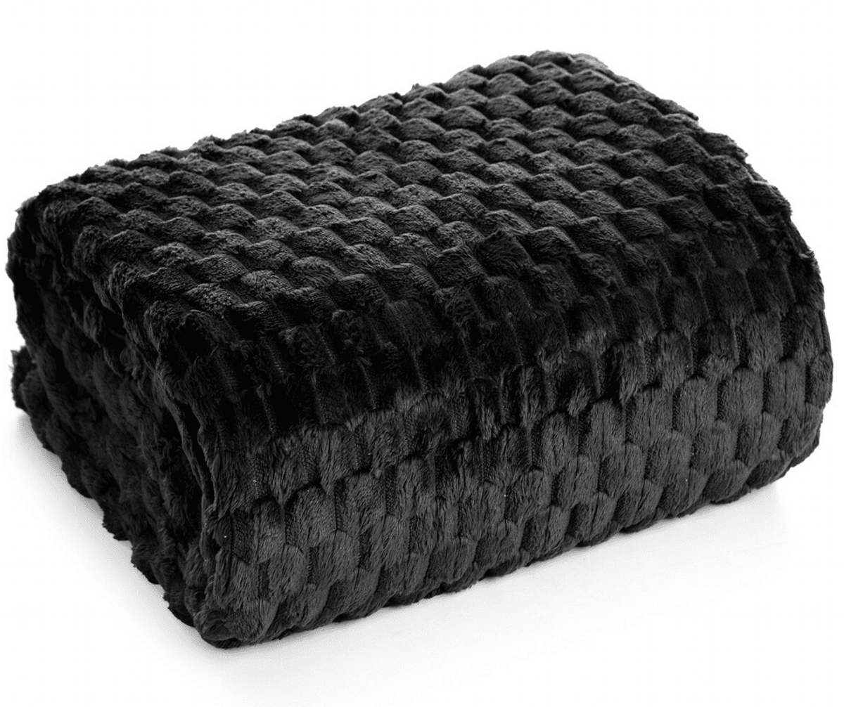 Přehoz na sedačku - pohovku FLANELA černá 170x210 cm, 200x220 cm Mybesthome Rozměr: 170x210 cm