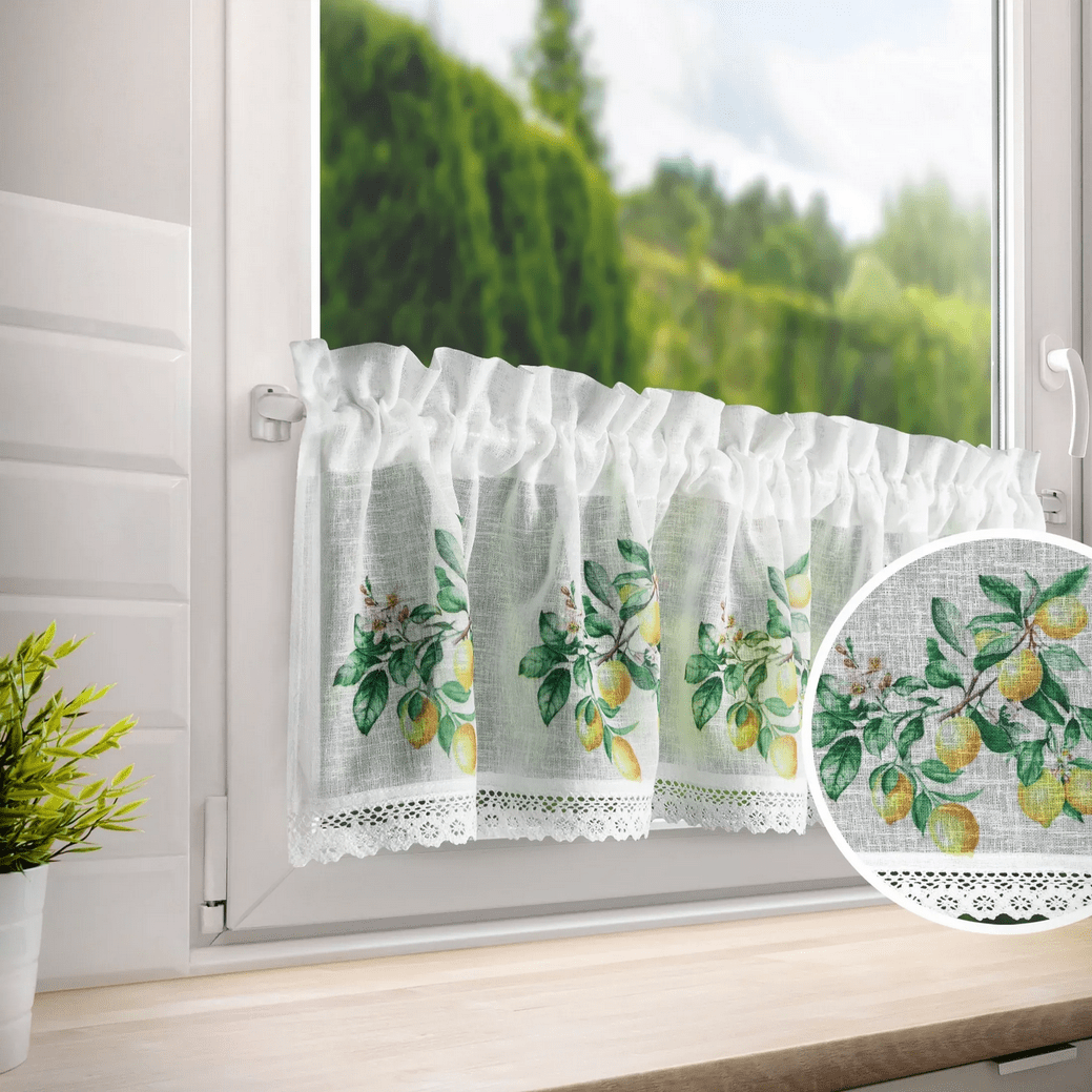 Dekorační krátká vitrážová záclona do kuchyně LEMONS 30x150 cm MyBestHome