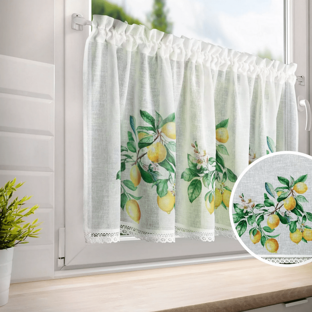 Dekorační krátká vitrážová záclona do kuchyně LEMONS 60x150 cm MyBestHome