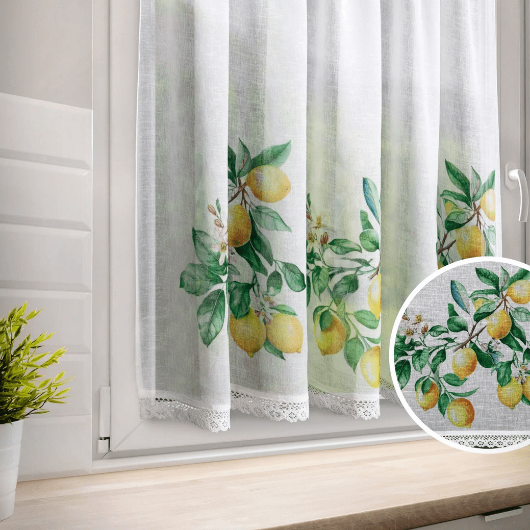 Dekorační krátká vitrážová záclona do kuchyně LEMONS 90x150 cm MyBestHome