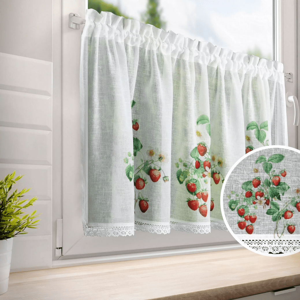 Dekorační krátká vitrážová záclona do kuchyně BERRIES 60x150 cm MyBestHome