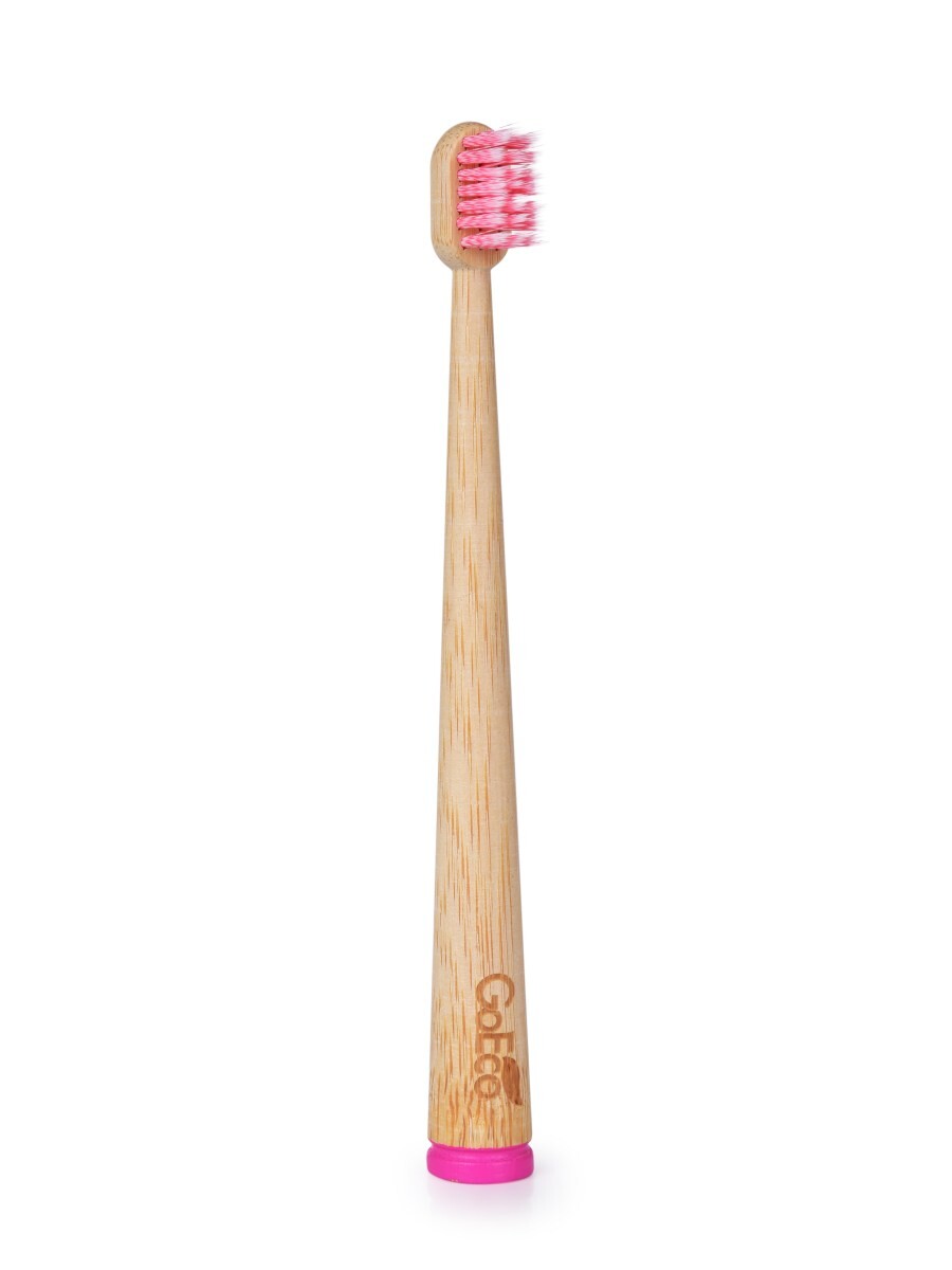 GoEco® BAMBOO | dětský zubní kartáček | z bambusu | extra měkké štětinky | růžový