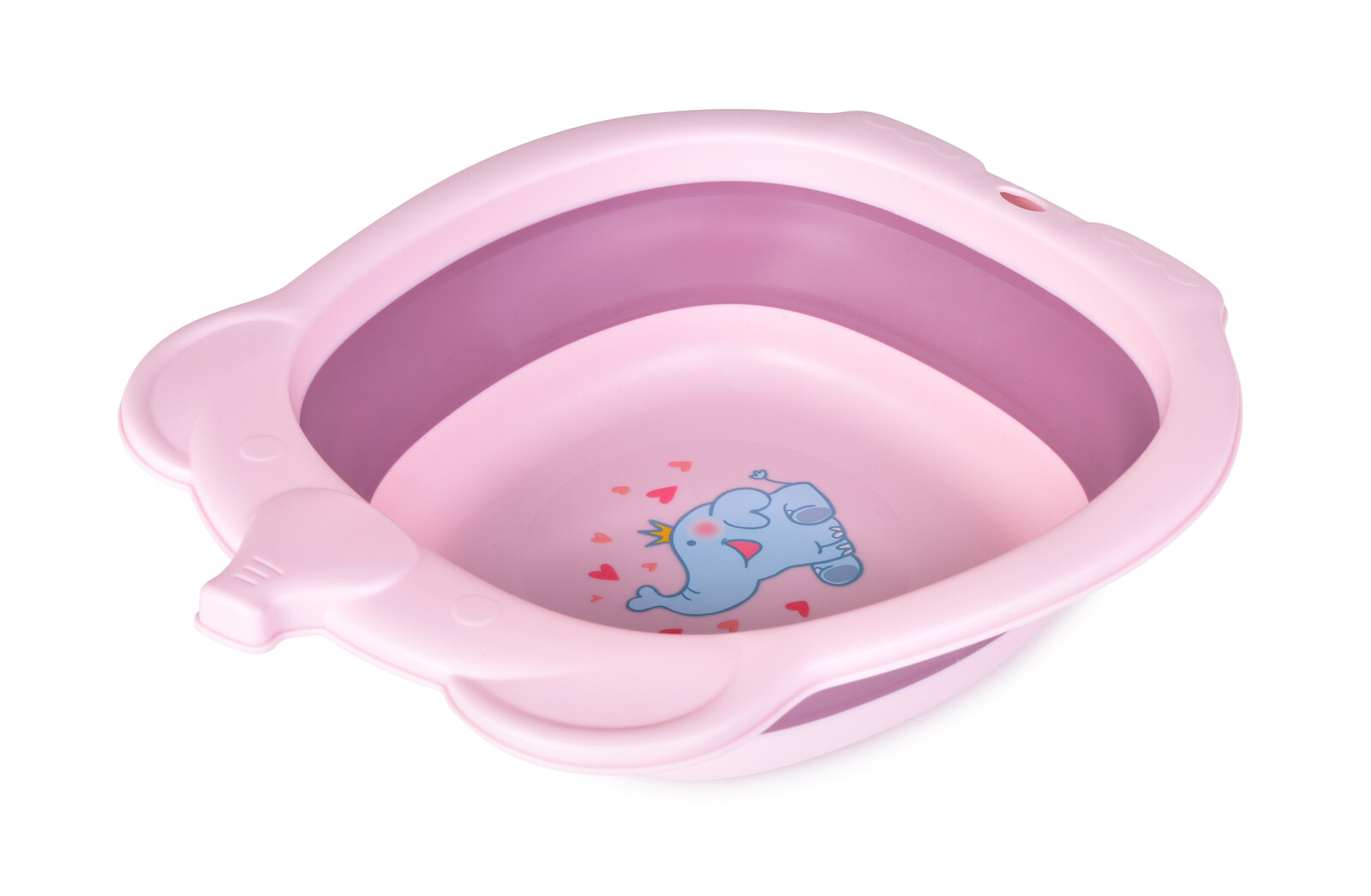 BABY | skládací dětské umyvadlo | multifunkční | s otvorem na zavěšení | motiv slona | růžové