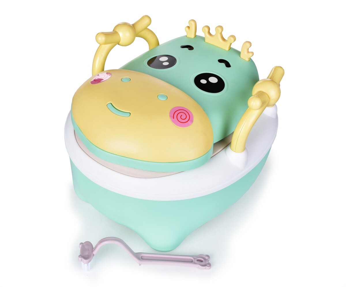 BABY HROCH | dětský nočník s motivem hrošíka | s víkem, uchy a kartáčkem | objem 1500 ml | mátový