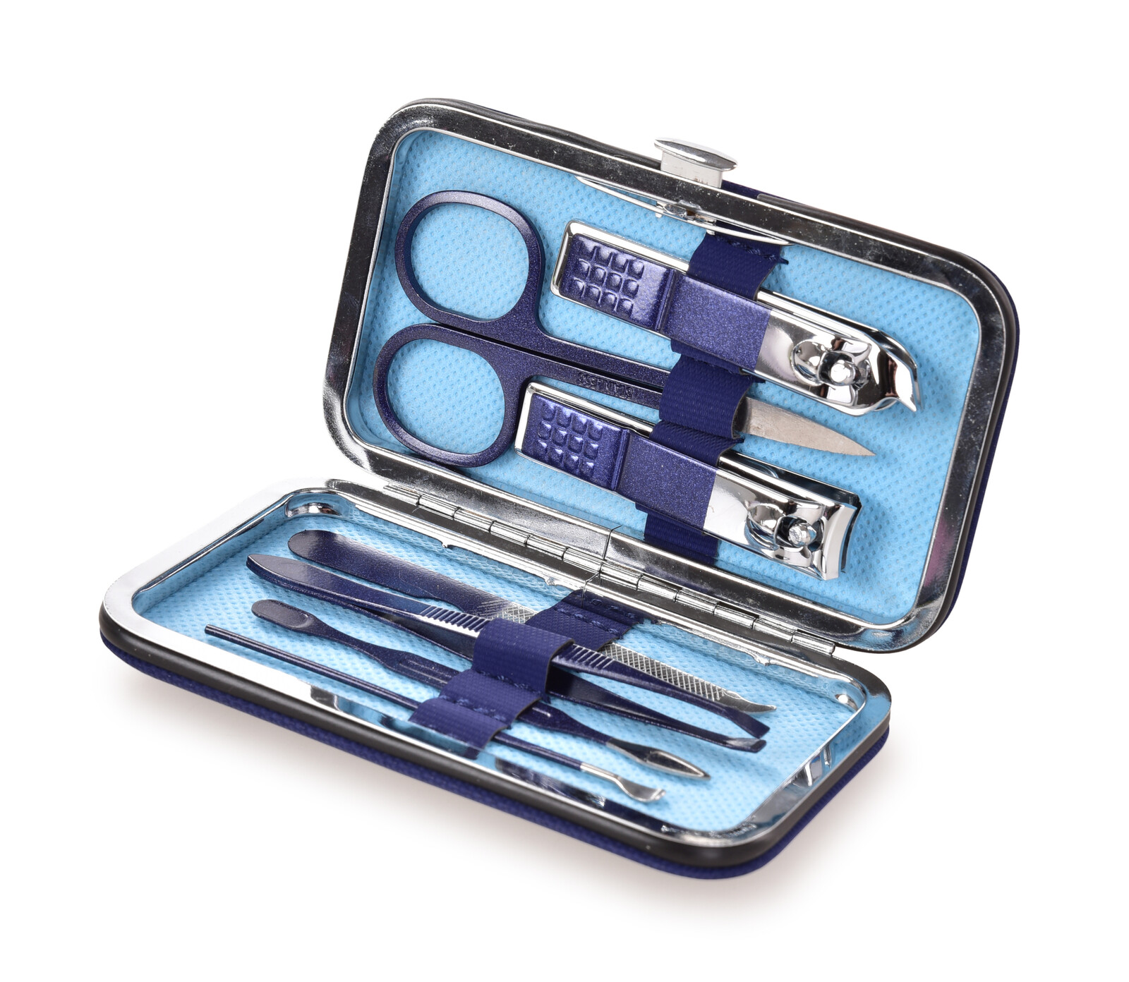 BEAUTY | Manikúra 8dílná sada | broušená ocel | v uzavíratelném pouzdře | tmavě modrá