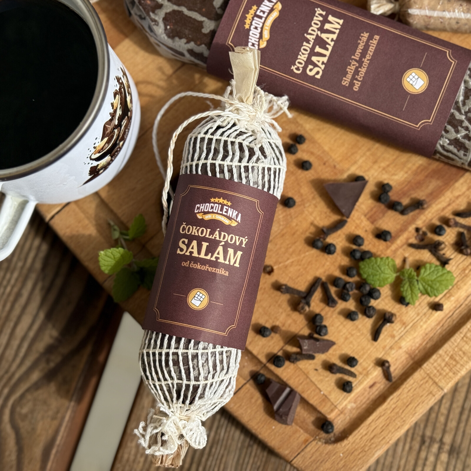 Chocolenka Čokoládový salám - Švestka & Skořice (Mléčná čokoláda)