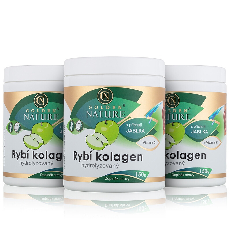 2+1 Golden Nature Hydrolyzovaný Rybí kolagen+Vitamin C 450g (jablko) - Golden Nature