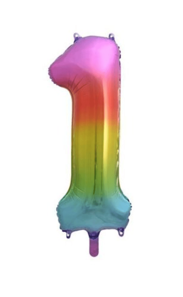 mamido Foliový balónek číslo 1 duhový 85 cm