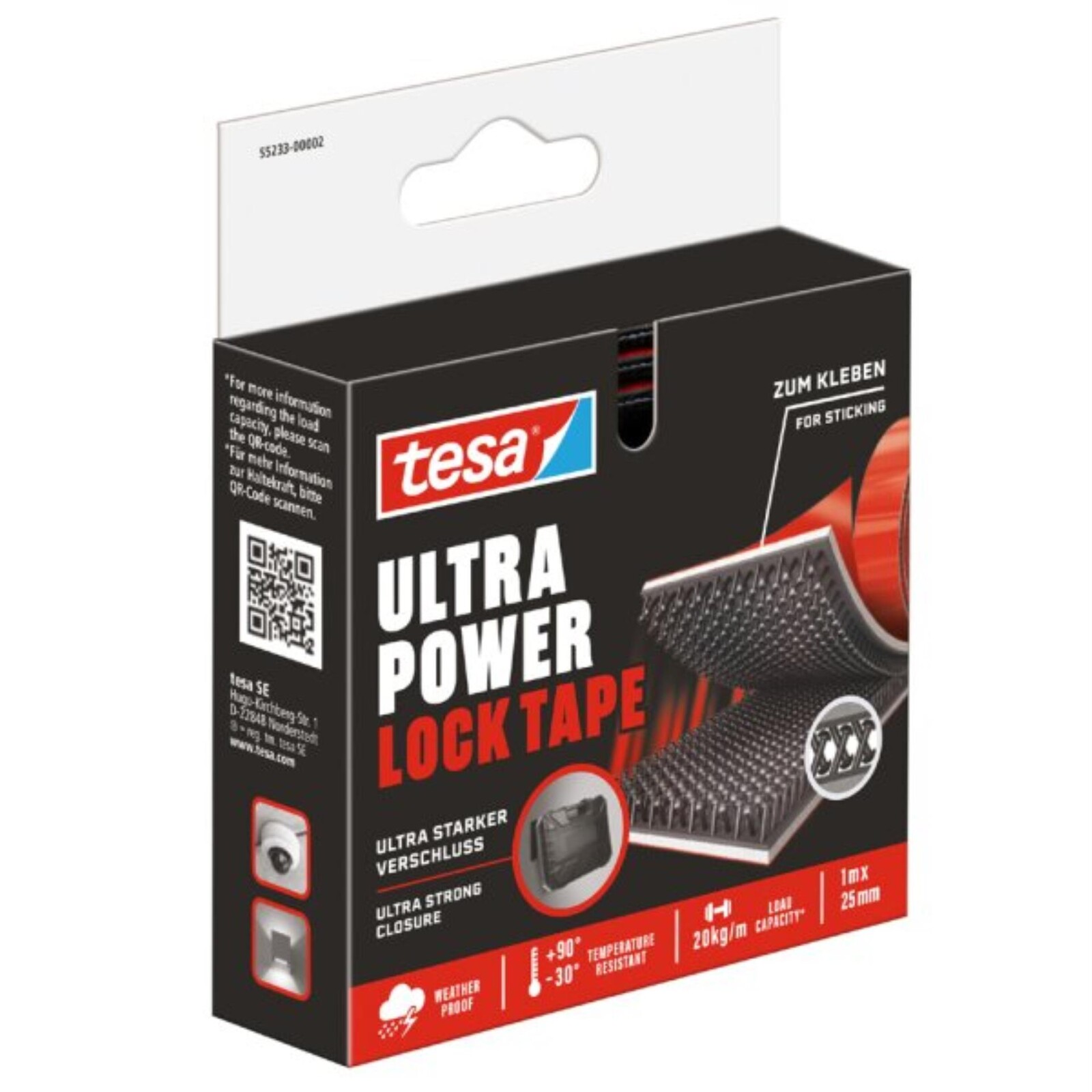 Samolepicí páska se suchým zipem Tesa Ultra Power Lock Tape - proužky 50 x 25 mm, 2 ks