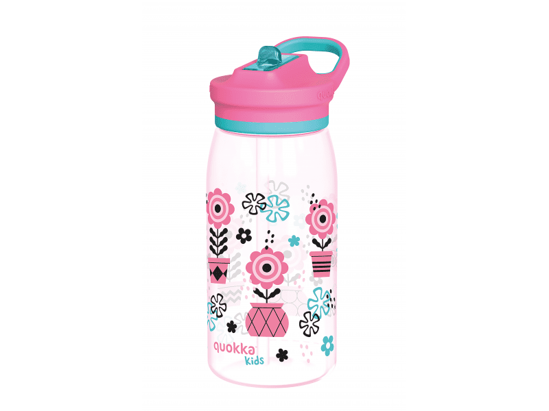 QUOKKA plastová láhev s pítkem glow kids MELODIC FLOWERS 580 ML