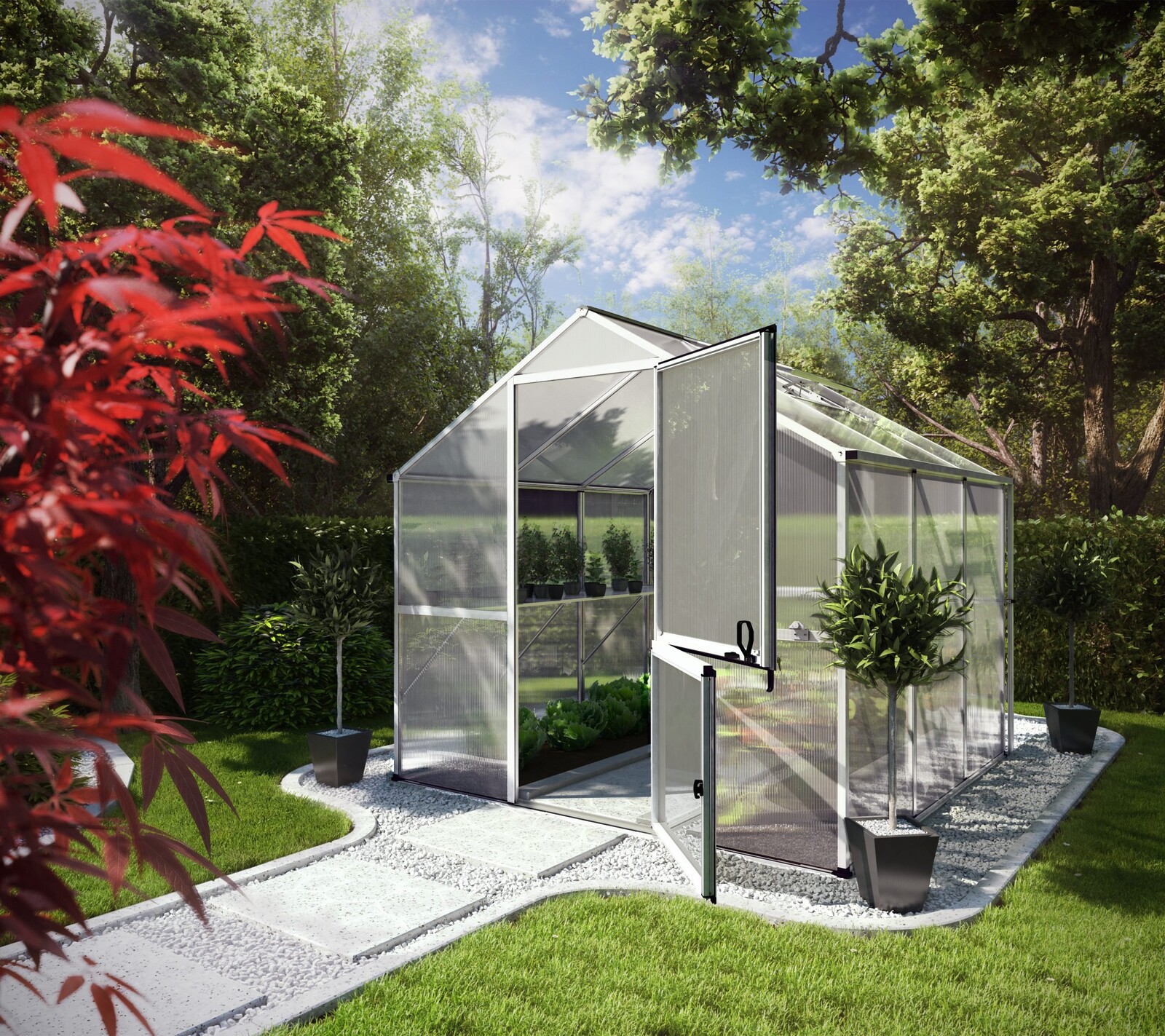 Zahradní skleník KGT Callas III 2,3 x 2,3 m, šedá hliník