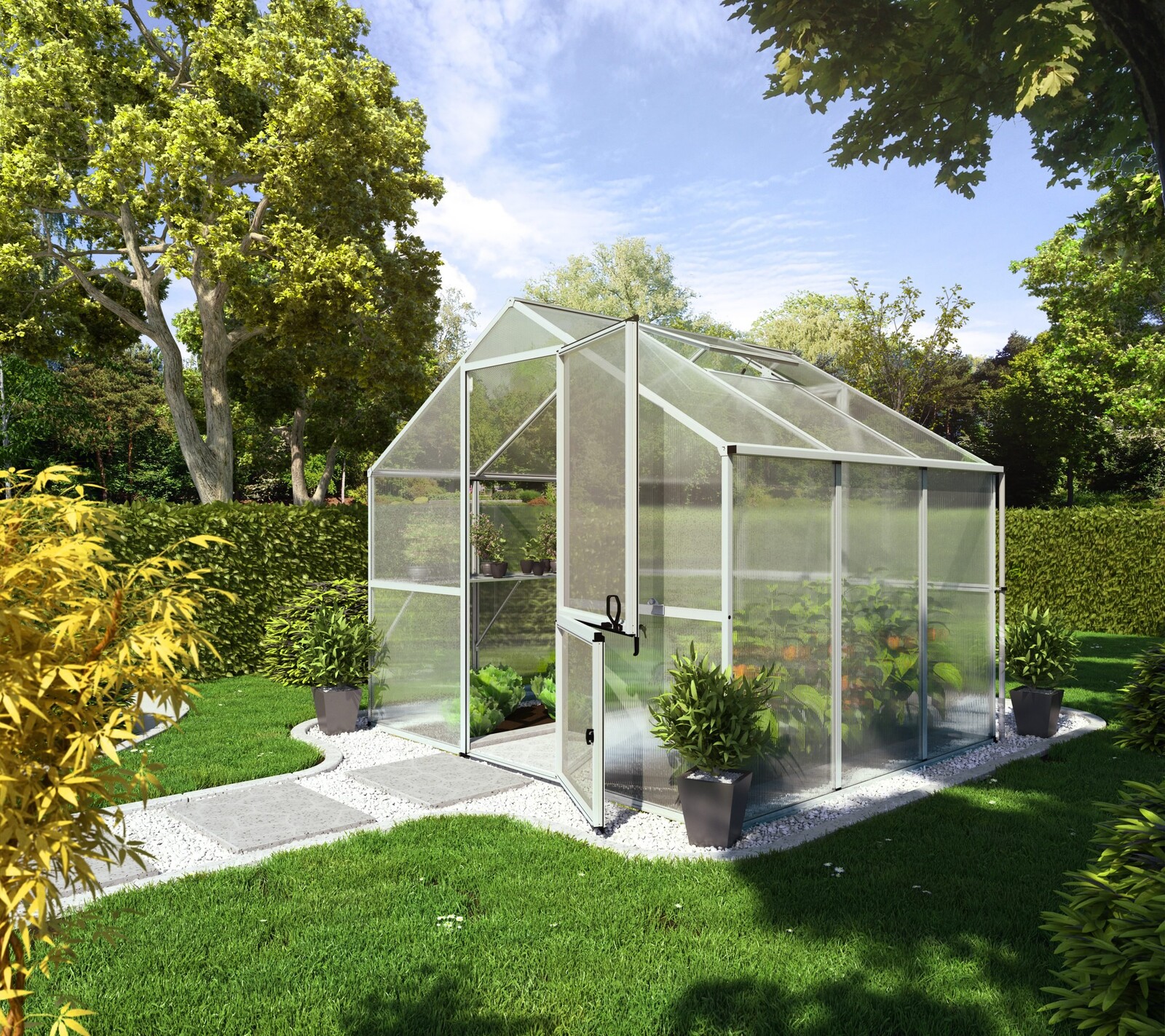 Zahradní skleník KGT Enzian III 2,3 x 2,7 m, šedá hliník
