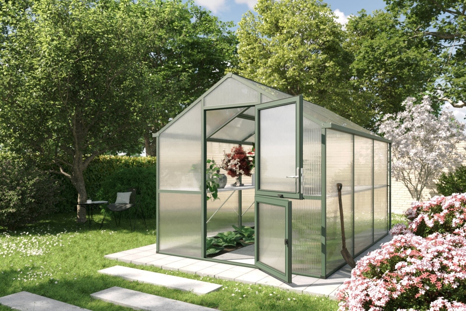 Zahradní skleník KGT Iris III 3,2 x 2,3 m, zelená