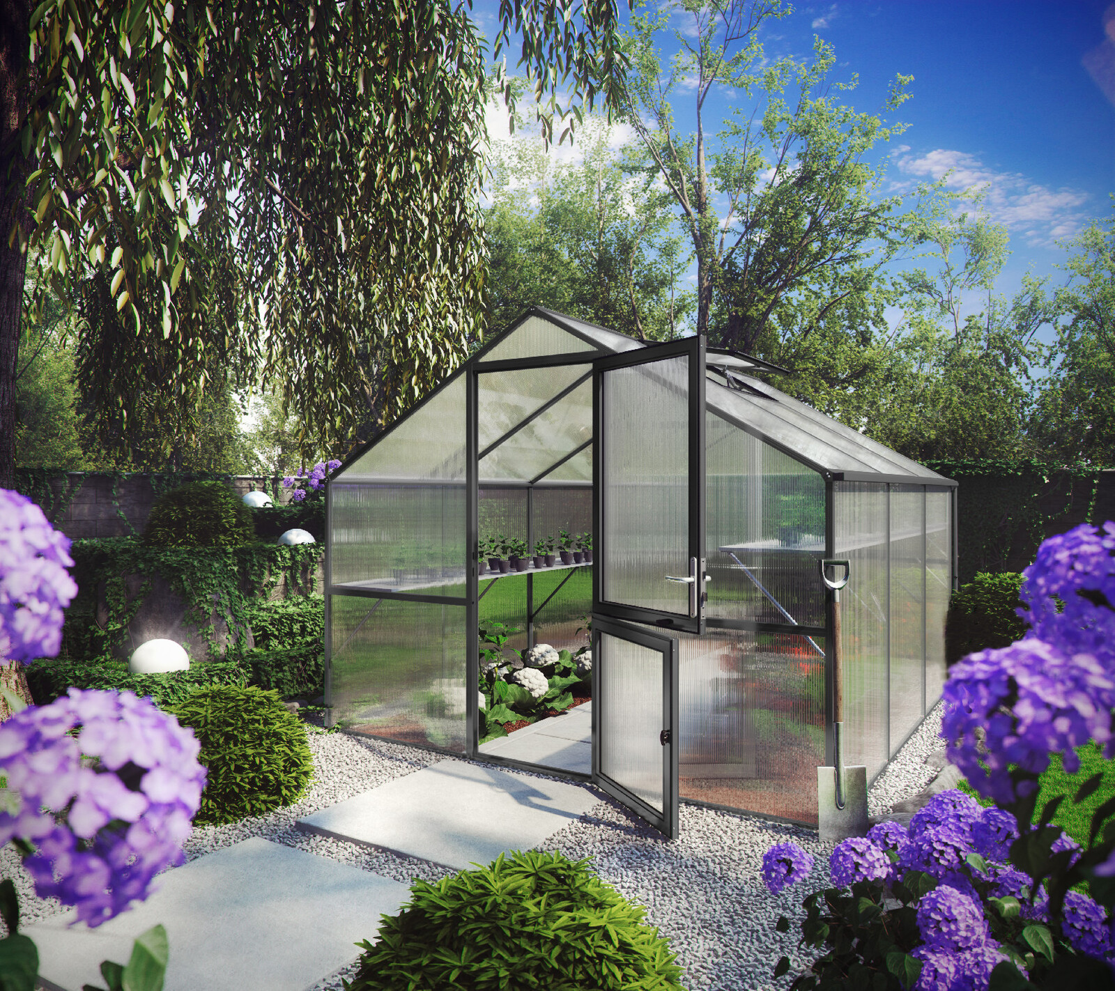 Zahradní skleník KGT Orchidee III 3,2 x 3 m, antracit/šedá