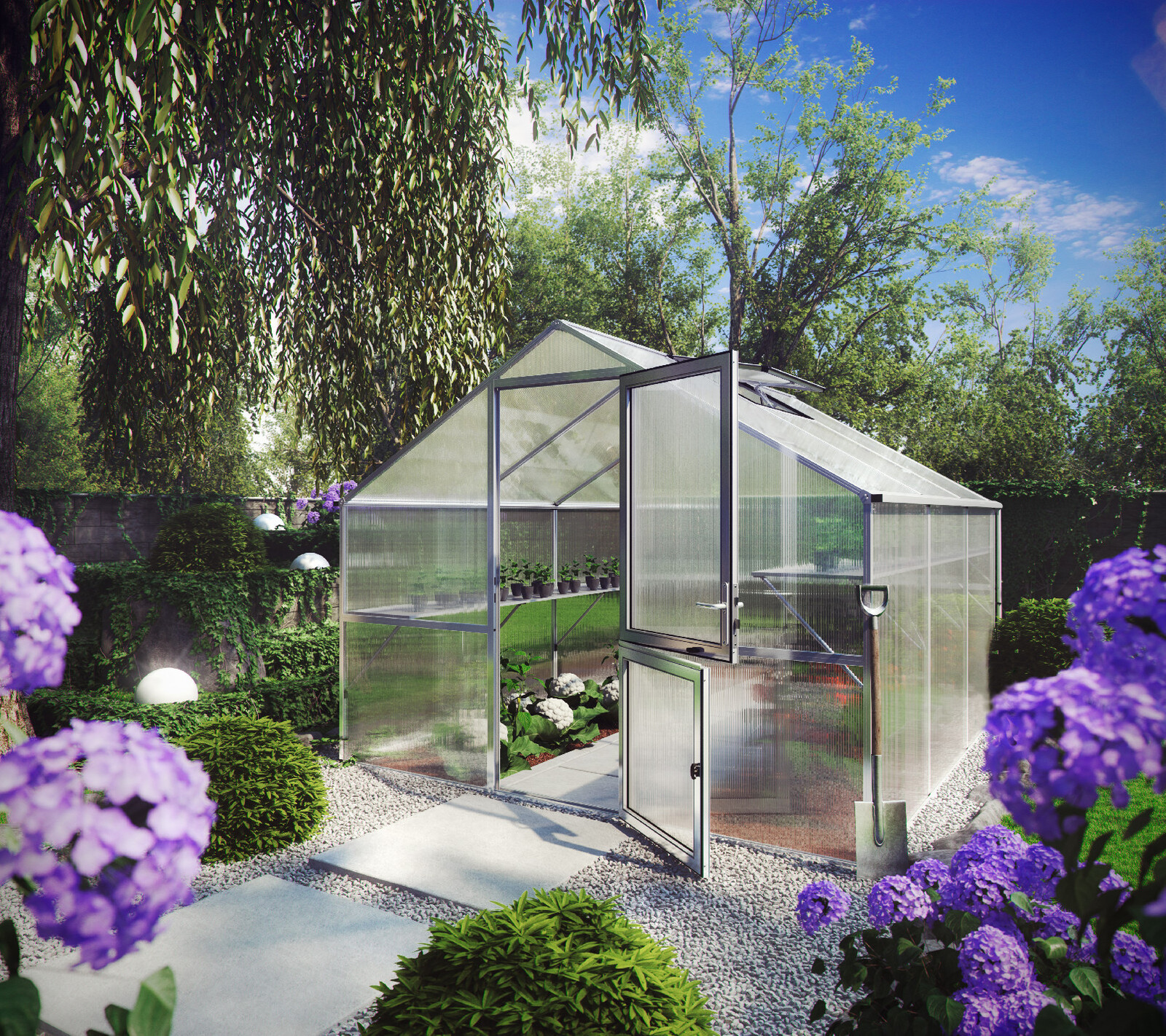 Zahradní skleník KGT Orchidee III 3,2 x 3 m, šedá hliník