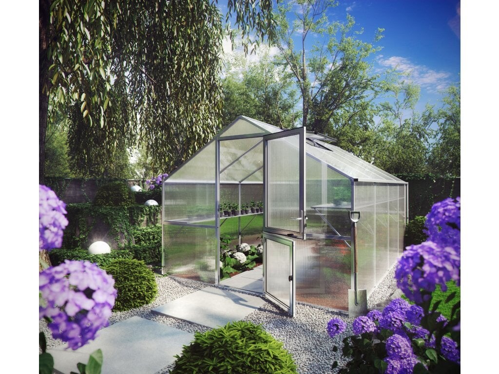Zahradní skleník KGT Orchidee IV 4,3 x 3 m, šedá hliník