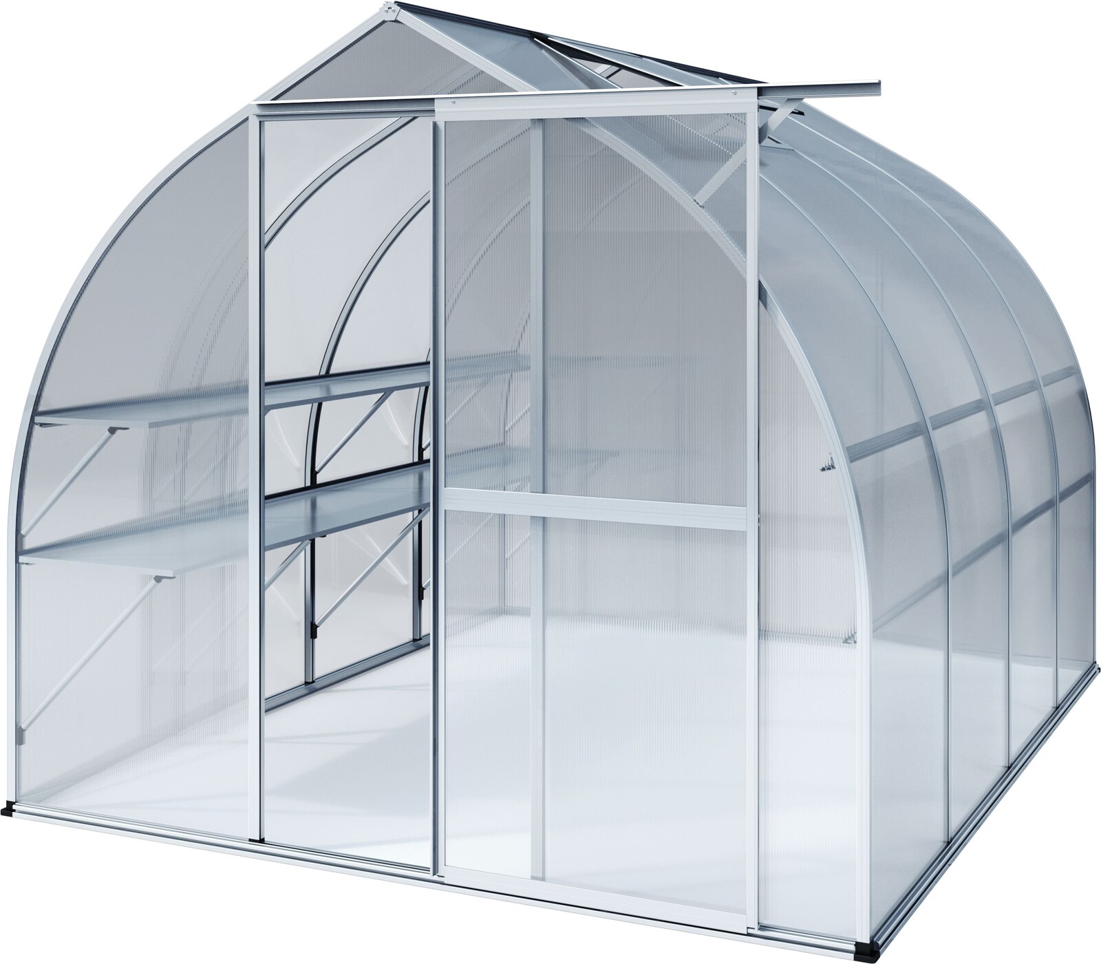 Zahradní skleník KGT Rhodo IV 3 x 2,3 m, šedá hliník