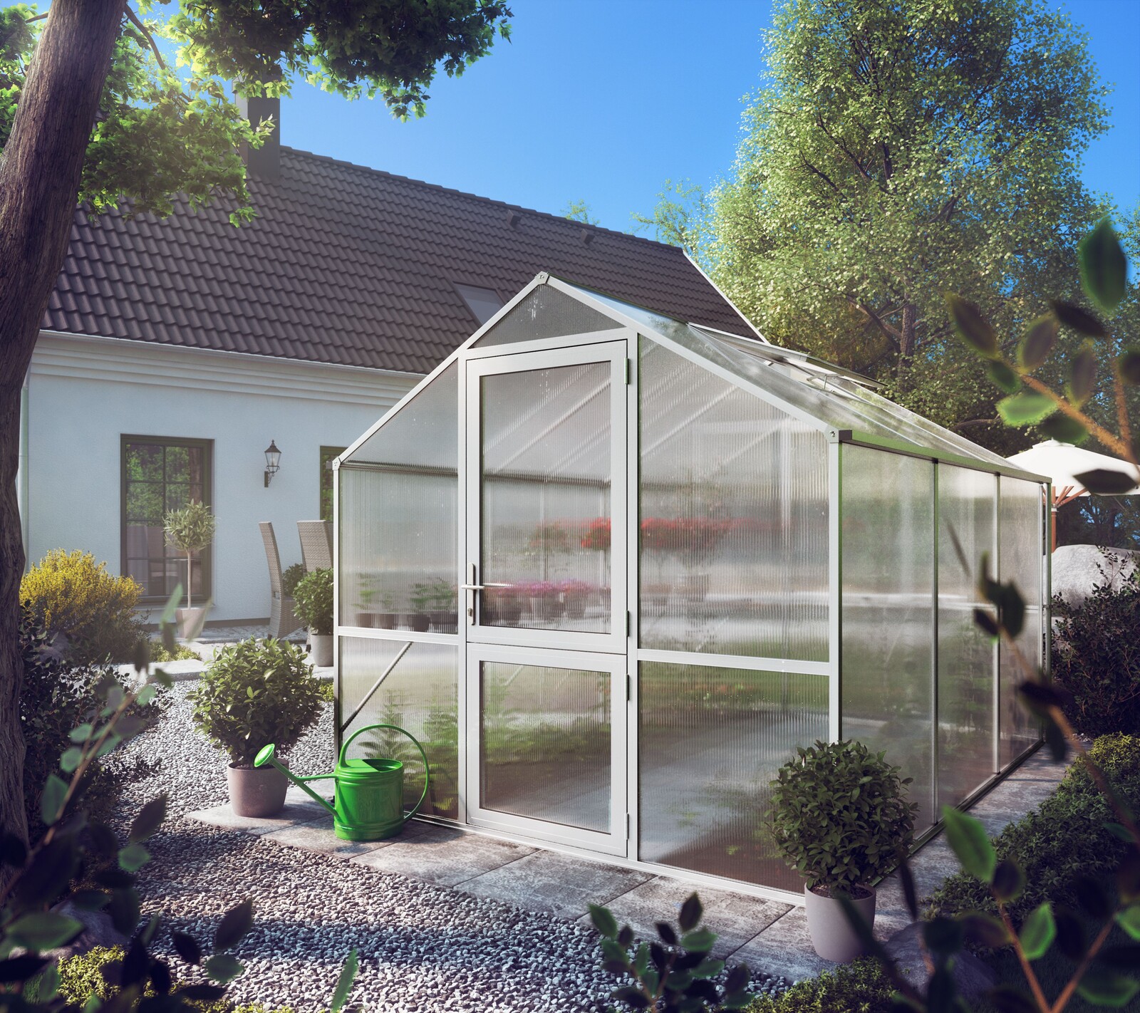 Zahradní skleník KGT Rose III 3,2 x 2,3 m, šedá hliník