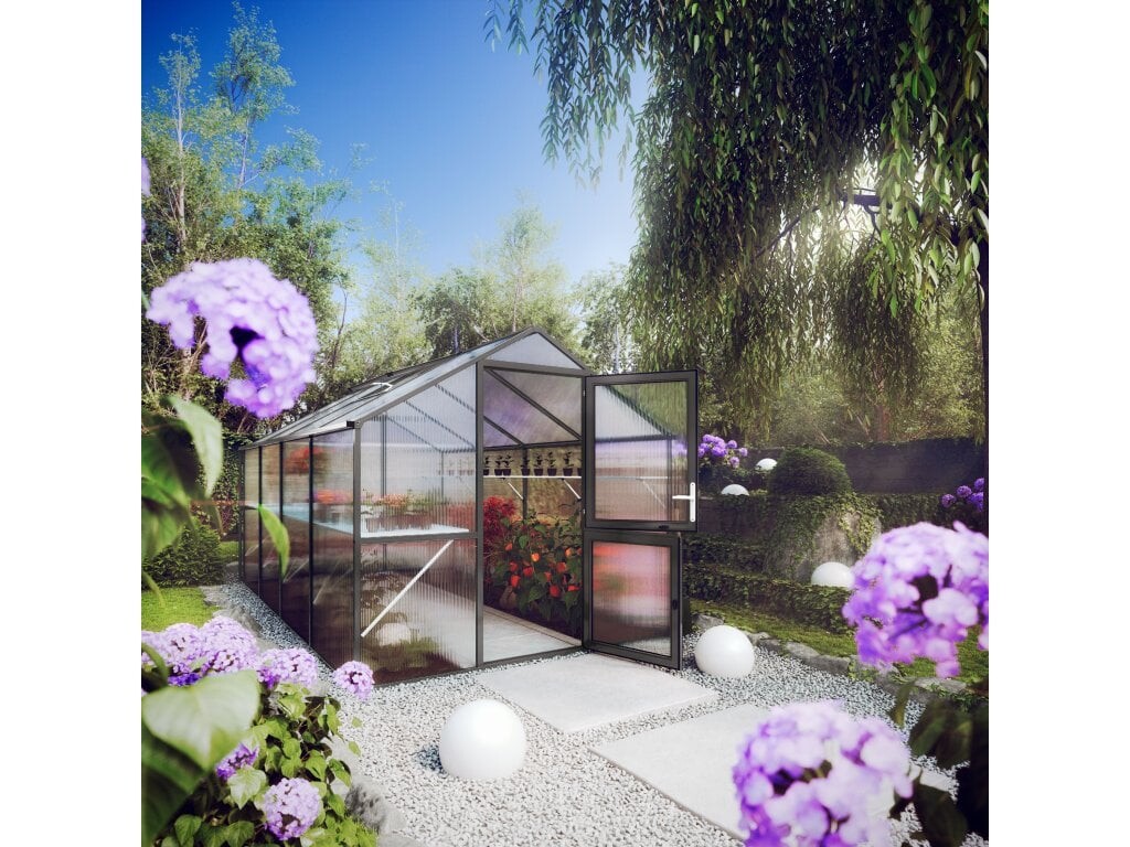 Zahradní skleník KGT Rose IV 4,3 x 2,3 m, antracit/šedá