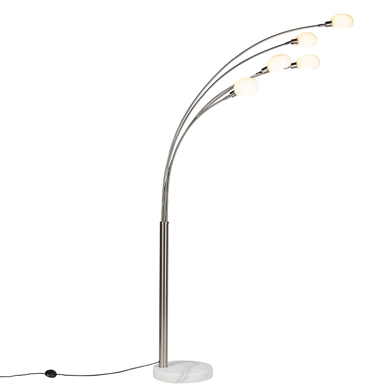 Designová stojací lampa ocelová 5-světlo - Sixties Marmo