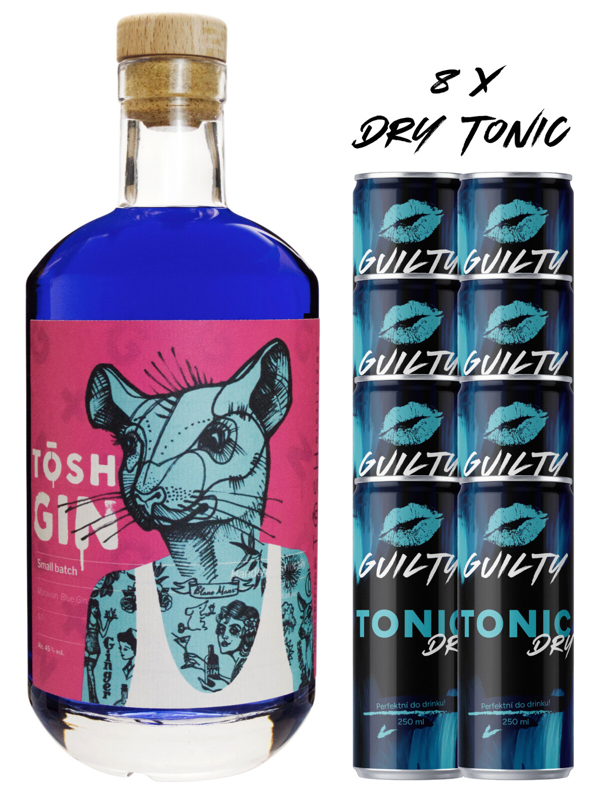 TŌSH Distillery Olomouc Tōsh Modrý gin + 8x GUILTY Tonic DRY