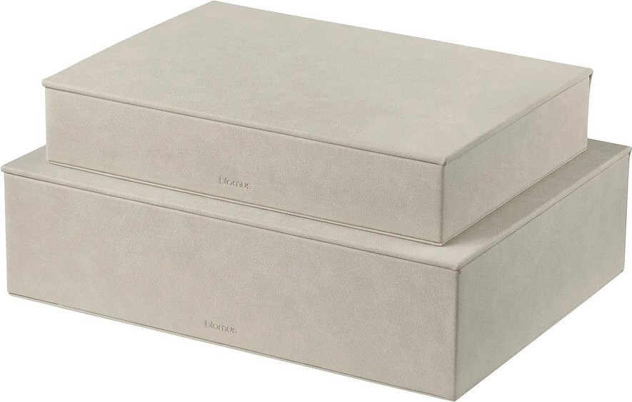 Béžové úložné boxy v sadě 2 ks s víkem/dekorativní z umělé kůže 40x30x11 cm Sahla – Blomus