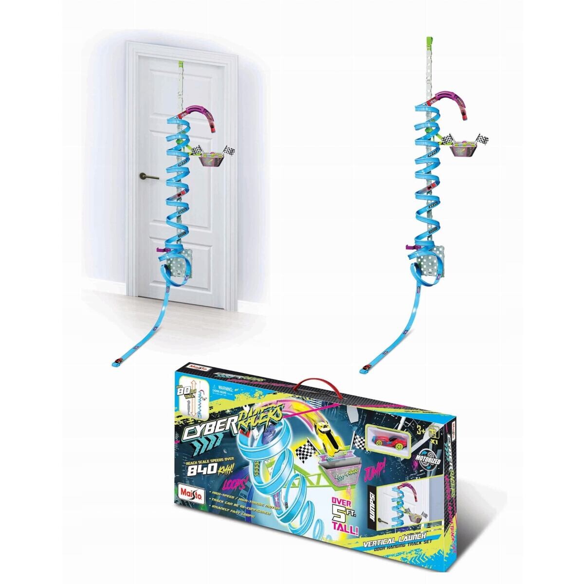 Maisto - Cyber Racers, Play set - Vertikální dráha na dveře s autíčkem, výška cca 2m
