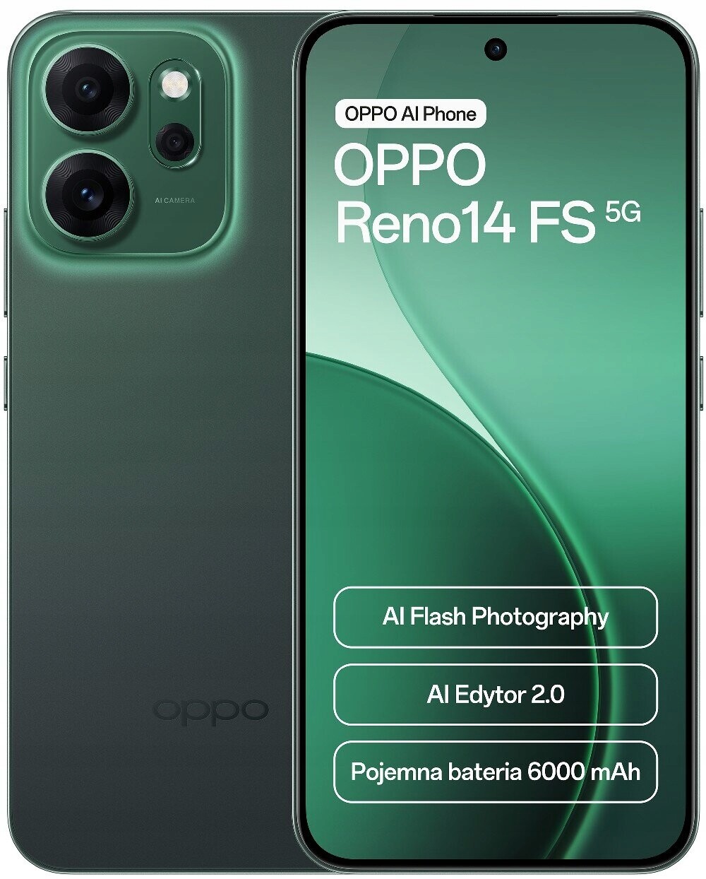 Smartphone Oppo Reno 14 Fs 5G 12/512GB Nfc Dual Sim Ai Zelený Luminous Green