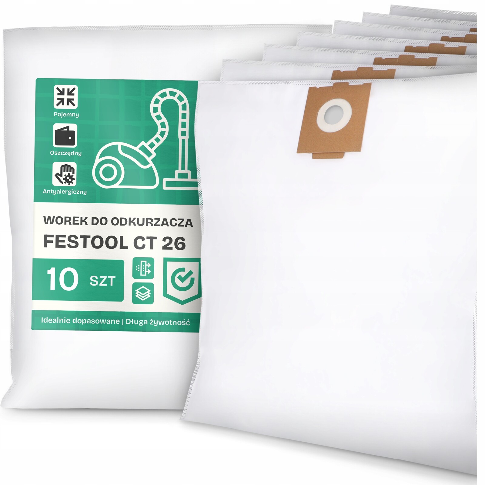 10 x Sáček Do Vysavače Festool Ct 26 Syntetický Textilní Velký Sáčky G9-W