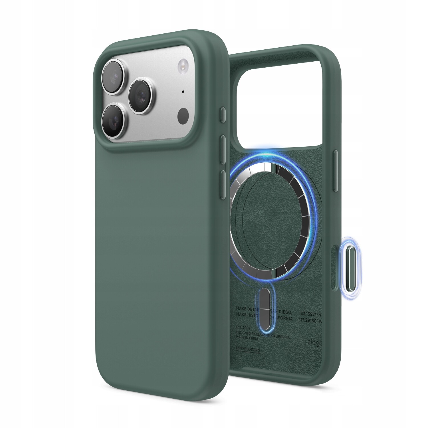Silikonové Pouzdro s MagSafe Elago pro iPhone 17 Pro Midnight Green