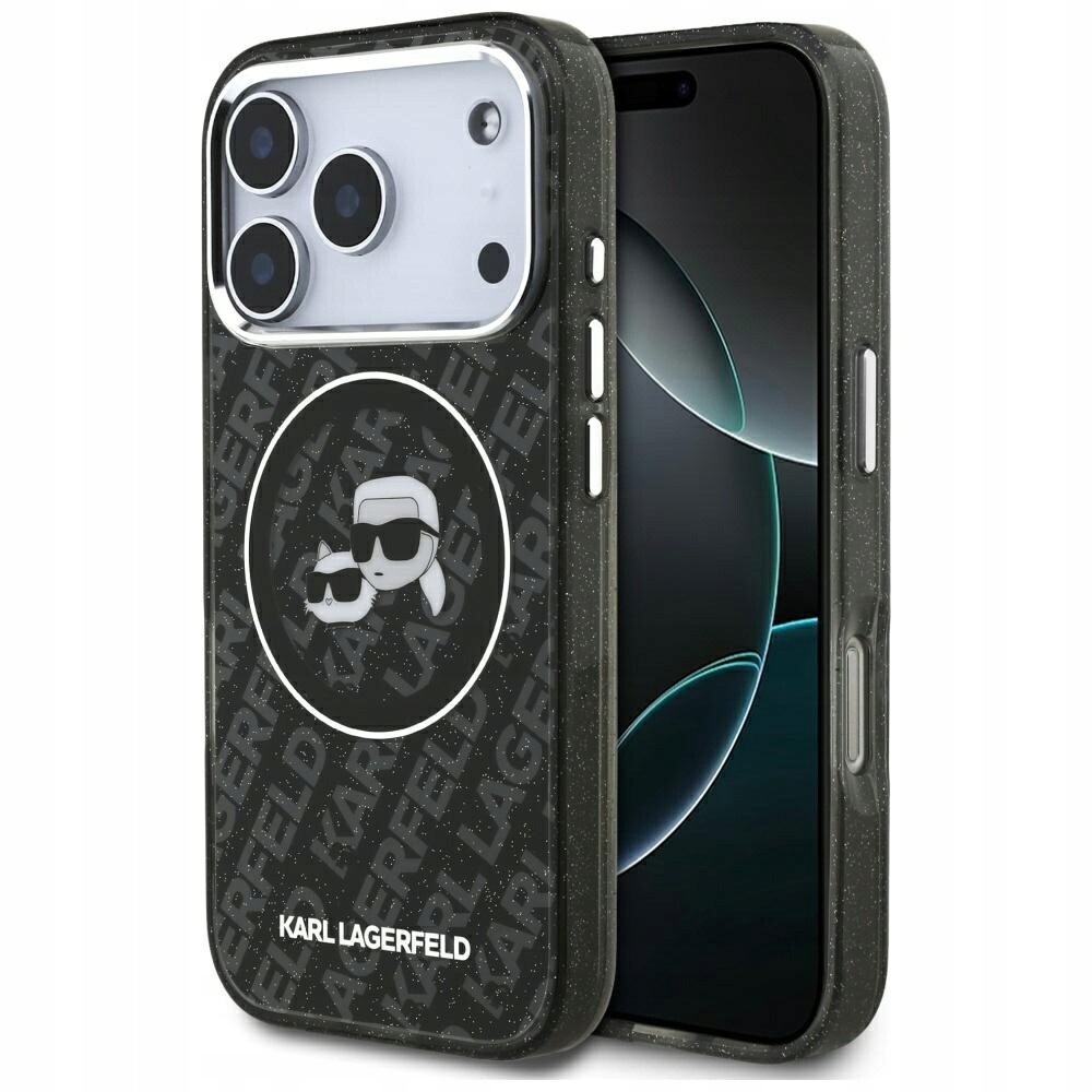 Pouzdro Karl Lagerfeld IML Glitter Karl&Choupette Heads LogoMagSafeiPhone17Pro