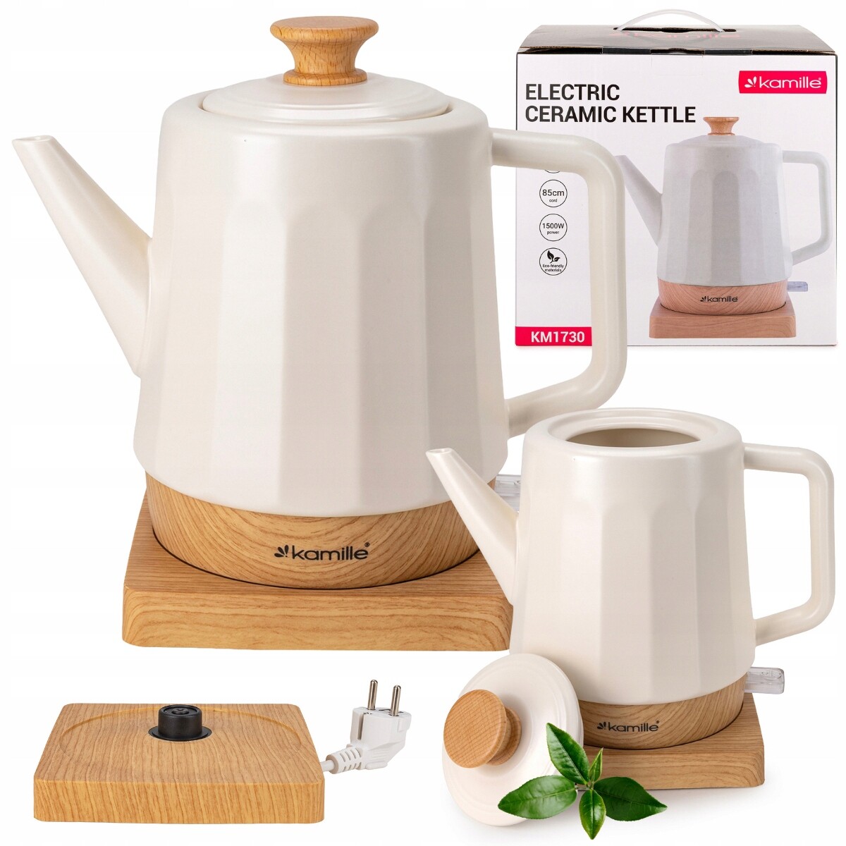 Keramická Bezdrátová Rychlovarná Konvice Kamille 1200 W 1,5 L bílá